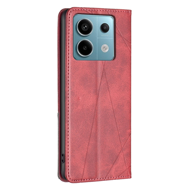 For Xiaomi Poco M6 Pro 4G Rhombus Texture Magnetic Leather Phone Case(Red) - Xiaomi Cases by PMC TechLife | Online Shopping South Africa | PMC TechLife | Buy Now Pay Later Mobicred