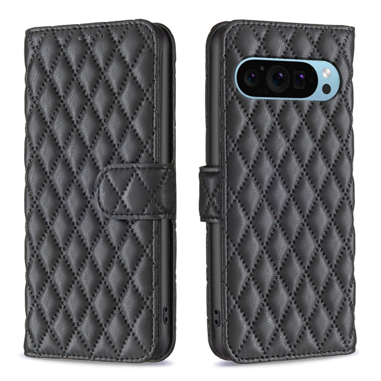 For Google Pixel 9 Diamond Lattice Wallet Leather Flip Phone Case(Black) - Google Cases by PMC TechLife | Online Shopping South Africa | PMC TechLife | Buy Now Pay Later Mobicred