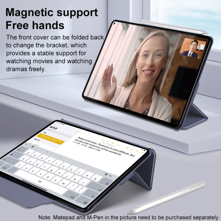 For Huawei Matepad Pro 10.8 3-fold Double-sided Clip Buckle Magnetic Smart Tablet Case(Lavender) - Huawei by PMC TechLife | Online Shopping South Africa | PMC TechLife | Buy Now Pay Later Mobicred