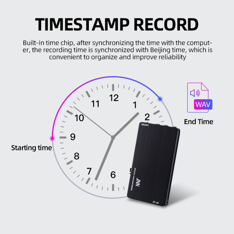 JNN M2 Ultra-thin HD Noise Reduction Intelligent Control Voice Voice Recorder, Capacity:64GB(Black) - free shipping - PMC Jewellery - Order now!