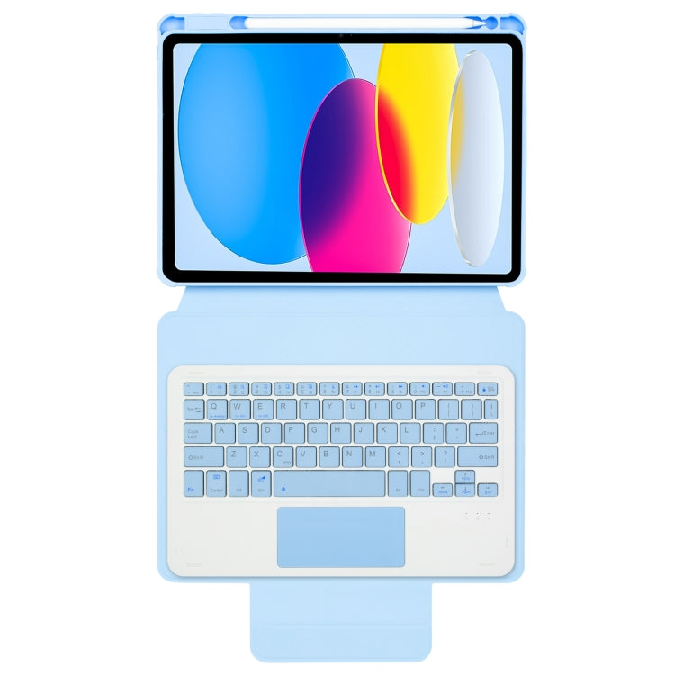 For iPad 10th Gen 10.9 2022 F10B-A 360 Rotation Acrylic Transparent Bluetooth Keyboard Leather Case With Touch Control(Blue) - Universal by PMC TechLife | Online Shopping South Africa | PMC TechLife