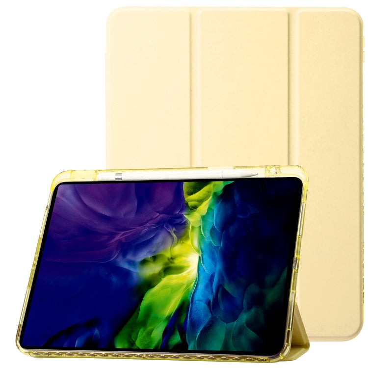 For iPad 2025 / 2022 Clear Acrylic 3-Fold Leather Tablet Case(Yellow) - iPad 2025 / 2022 Cases by PMC TechLife | Online Shopping South Africa | PMC TechLife | Buy Now Pay Later Mobicred