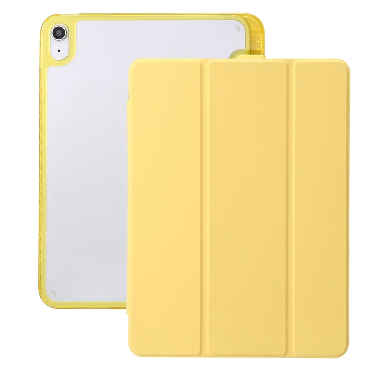 For iPad 2025 / 2022 Clear Acrylic 3-Fold Leather Tablet Case(Yellow) - iPad 2025 / 2022 Cases by PMC TechLife | Online Shopping South Africa | PMC TechLife | Buy Now Pay Later Mobicred