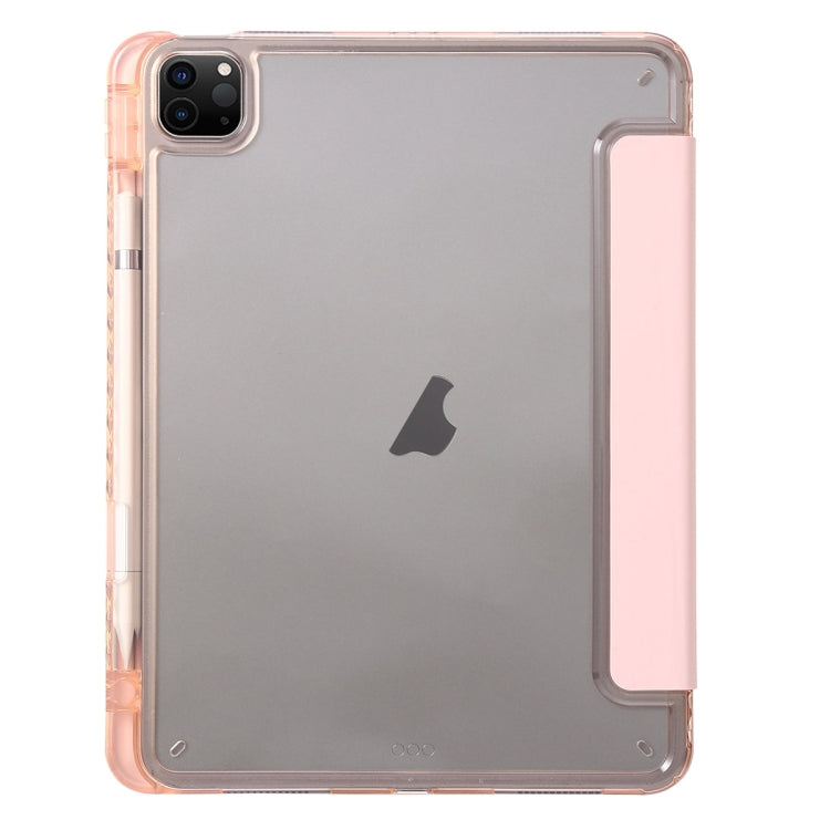 For iPad Pro 13 2024 Clear Acrylic 3-Fold Leather Tablet Case(Pink) - iPad Pro 13 2024 Cases by PMC TechLife | Online Shopping South Africa | PMC TechLife | Buy Now Pay Later Mobicred