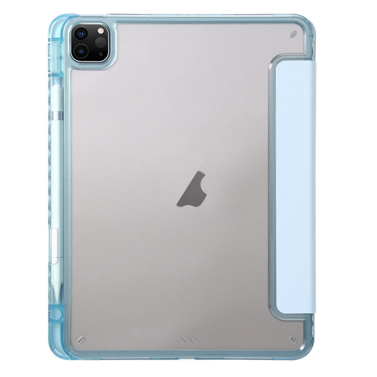 For iPad Pro 13 2024 Clear Acrylic 3-Fold Leather Tablet Case(Ice Blue) - iPad Pro 13 2024 Cases by PMC TechLife | Online Shopping South Africa | PMC TechLife | Buy Now Pay Later Mobicred