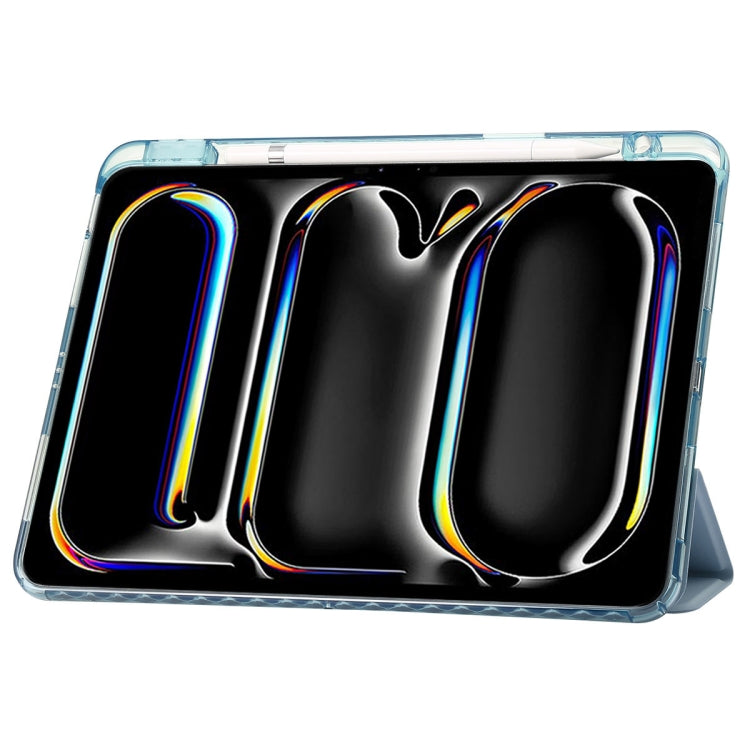 For iPad Air 11 2024 Clear Acrylic 3-Fold Leather Tablet Case(Ice Blue) - iPad Air 11 2024 Cases by PMC TechLife | Online Shopping South Africa | PMC TechLife | Buy Now Pay Later Mobicred