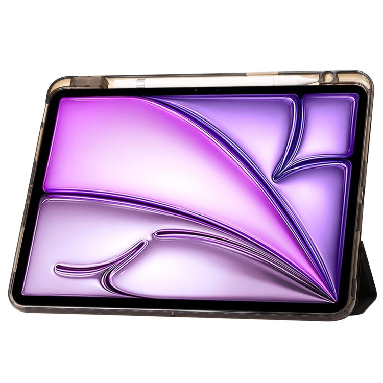 For iPad Air 13 2025 / 2024 Clear Acrylic 3-Fold Leather Tablet Case(Black) - iPad Air 13 2025 / 2024 Cases by PMC TechLife | Online Shopping South Africa | PMC TechLife | Buy Now Pay Later Mobicred