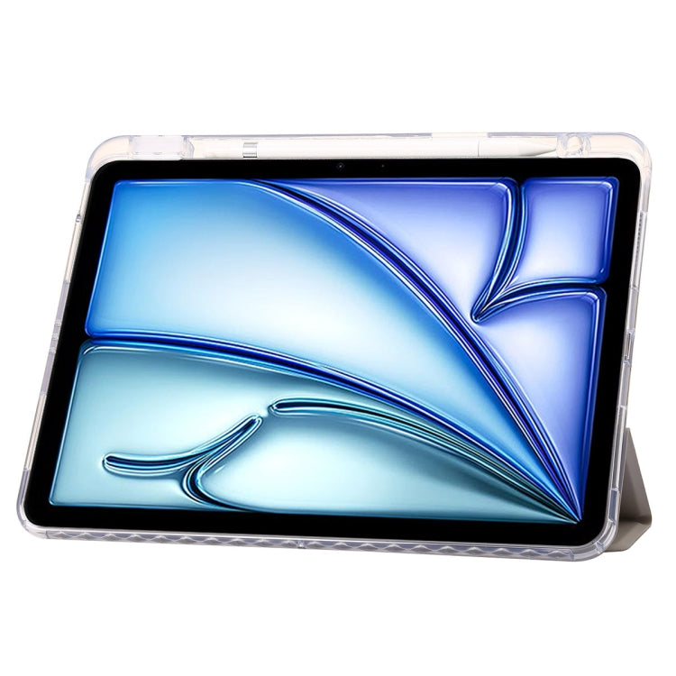 For iPad Pro 11 2024 Clear Acrylic 3-Fold Leather Tablet Case(Grey) - iPad Pro 11 2024 Cases by PMC TechLife | Online Shopping South Africa | PMC TechLife | Buy Now Pay Later Mobicred