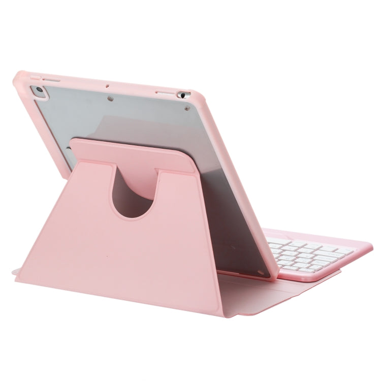 For iPad 10th Gen 10.9 2022 F10BS 360 Rotation Acrylic Transparent Bluetooth Keyboard Leather Case With Backlight(Pink) - Universal by PMC TechLife | Online Shopping South Africa | PMC TechLife
