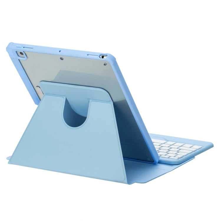 For iPad 10th Gen 10.9 2022 F10BS 360 Rotation Acrylic Transparent Bluetooth Keyboard Leather Case With Backlight(Blue) - Universal by PMC TechLife | Online Shopping South Africa | PMC TechLife