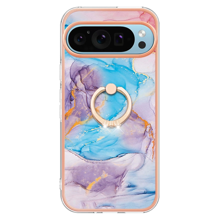 For Google Pixel 9 / 9 Pro Electroplating IMD TPU Phone Case with Ring(Blue Marble) - Google Cases by PMC TechLife | Online Shopping South Africa | PMC TechLife | Buy Now Pay Later Mobicred
