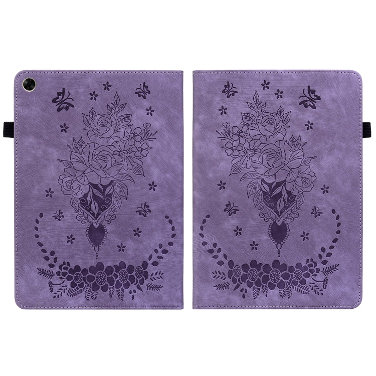 For Realme Pad 10.4 / Pad 5G 10.4 Butterfly Rose Embossed Leather Tablet Case(Purple) - Realme by PMC TechLife | Online Shopping South Africa | PMC TechLife | Buy Now Pay Later Mobicred
