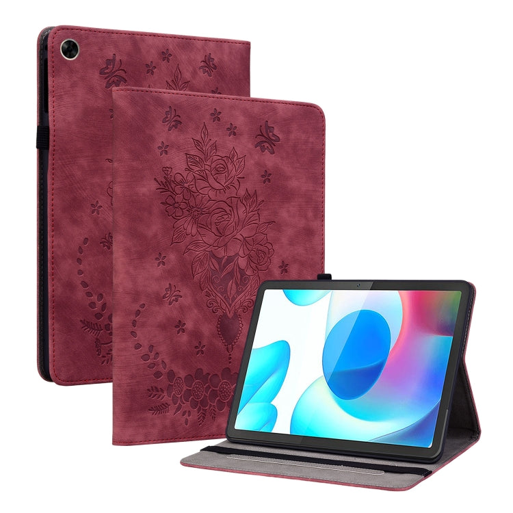 For Realme Pad 10.4 / Pad 5G 10.4 Butterfly Rose Embossed Leather Tablet Case(Red) - Realme by PMC TechLife | Online Shopping South Africa | PMC TechLife | Buy Now Pay Later Mobicred