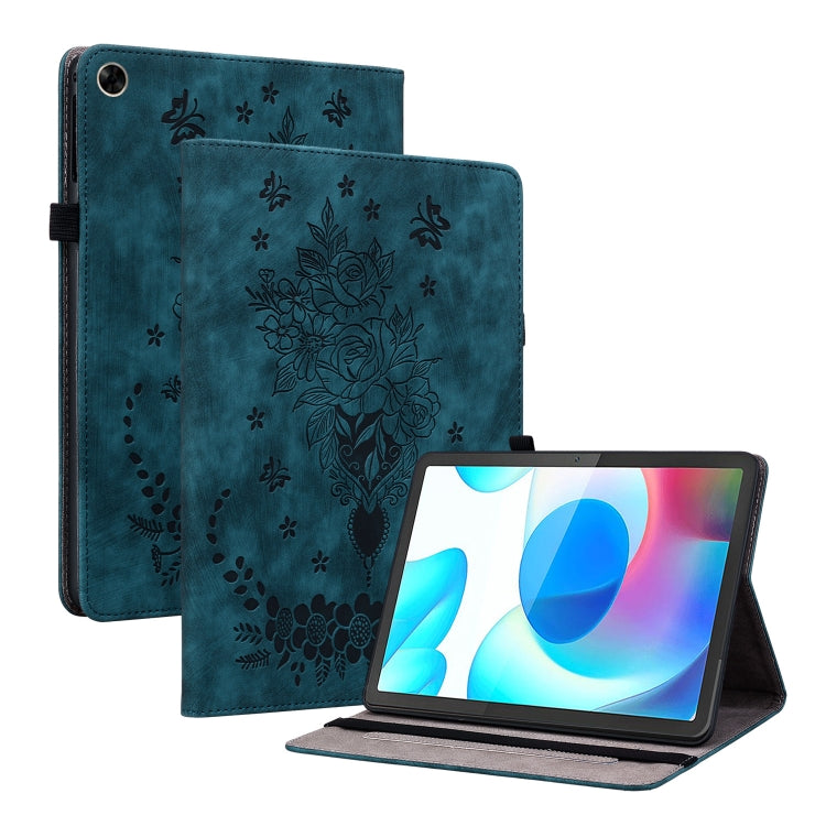 For Realme Pad 10.4 / Pad 5G 10.4 Butterfly Rose Embossed Leather Tablet Case(Dark Blue) - free shipping - PMC TechLife - Order now!