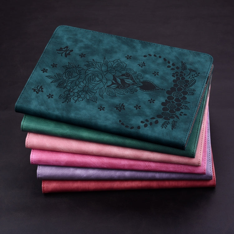 For OPPO Pad Air Butterfly Rose Embossed Leather Tablet Case(Rose Red) - OPPO by PMC TechLife | Online Shopping South Africa | PMC TechLife | Buy Now Pay Later Mobicred