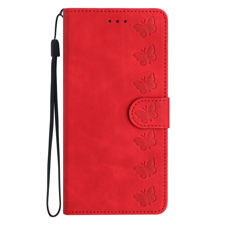 For iPhone 16 Pro Seven Butterflies Embossed Leather Phone Case(Red) - iPhone 16 Pro Cases by PMC TechLife | Online Shopping South Africa | PMC TechLife | Buy Now Pay Later Mobicred