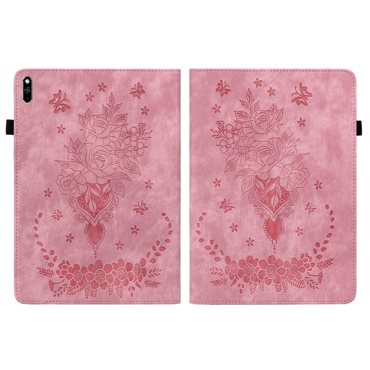For Huawei MatePad Pro 10.8 2021 / 2018 Butterfly Rose Embossed Leather Tablet Case(Pink) - Huawei Cases by PMC TechLife | Online Shopping South Africa | PMC TechLife | Buy Now Pay Later Mobicred