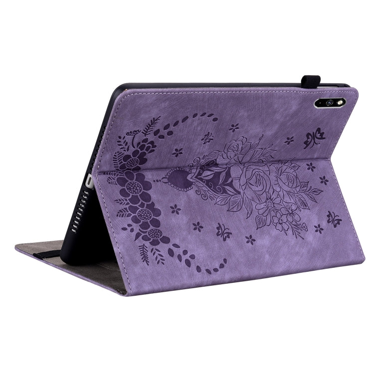 For Huawei MatePad Pro 10.8 2021 / 2018 Butterfly Rose Embossed Leather Tablet Case(Purple) - Huawei Cases by PMC TechLife | Online Shopping South Africa | PMC TechLife | Buy Now Pay Later Mobicred