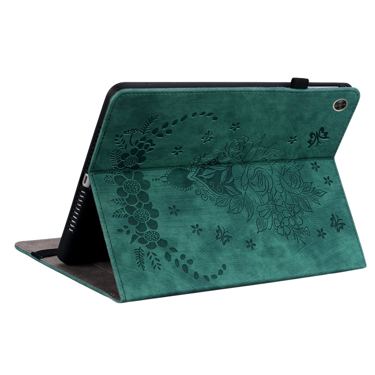 For Huawei MatePad T 10s / Enjoy Tablet 2 Butterfly Rose Embossed Leather Tablet Case(Green) - Huawei Cases by PMC TechLife | Online Shopping South Africa | PMC TechLife | Buy Now Pay Later Mobicred