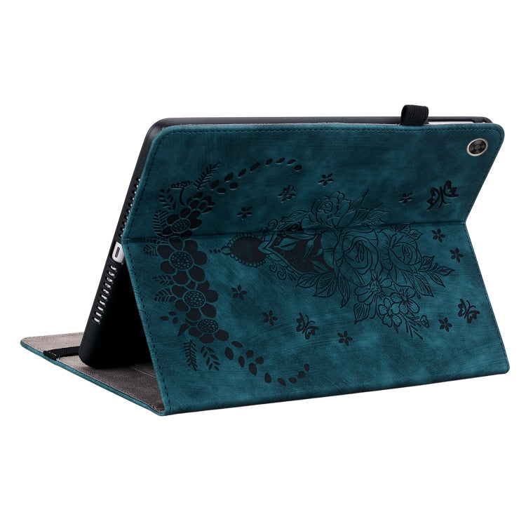 For Huawei MatePad T 10s / Enjoy Tablet 2 Butterfly Rose Embossed Leather Tablet Case(Dark Blue) - Huawei Cases by PMC TechLife | Online Shopping South Africa | PMC TechLife | Buy Now Pay Later Mobicred