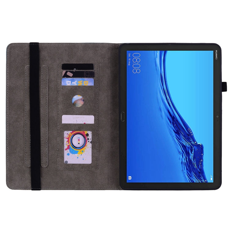 For Huawei MediaPad M5 Lite / C5 10.1 Butterfly Rose Embossed Leather Tablet Case(Dark Blue) - Huawei Cases by PMC TechLife | Online Shopping South Africa | PMC TechLife | Buy Now Pay Later Mobicred