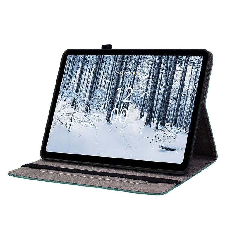 For Nokia T21 Butterfly Rose Embossed Leather Tablet Case(Green) - Honor Cases by PMC TechLife | Online Shopping South Africa | PMC TechLife | Buy Now Pay Later Mobicred