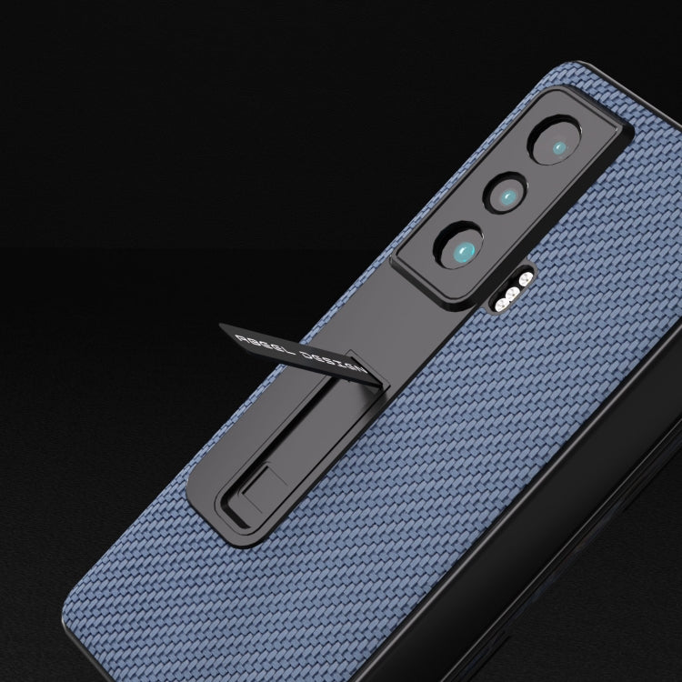 For Honor Magic Vs Carbon Fiber Texture Integrated Protective Phone Case with Holder(Light Blue) - Honor Cases by PMC TechLife | Online Shopping South Africa | PMC TechLife | Buy Now Pay Later Mobicred