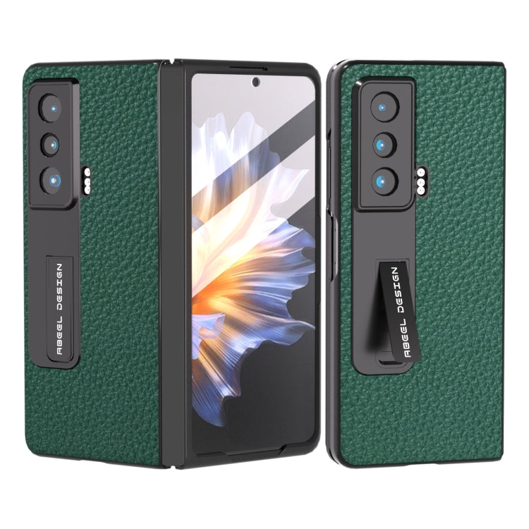 For Honor Magic Vs Integrated Genuine Leather Litchi Texture Phone Case with Holder(Green) - Honor Cases by PMC TechLife | Online Shopping South Africa | PMC TechLife | Buy Now Pay Later Mobicred
