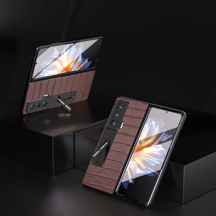 For Honor Magic Vs Integrated Crocodile Texture Genuine Leather Phone Case(Brown) - Honor Cases by PMC TechLife | Online Shopping South Africa | PMC TechLife | Buy Now Pay Later Mobicred