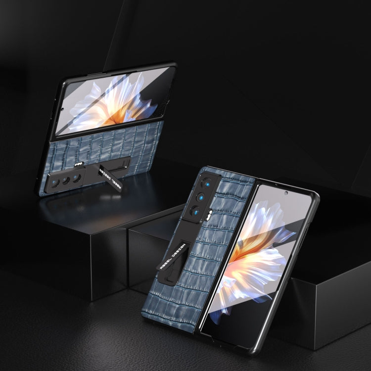 For Honor Magic Vs Integrated Crocodile Texture Genuine Leather Phone Case(Blue) - Honor Cases by PMC TechLife | Online Shopping South Africa | PMC TechLife | Buy Now Pay Later Mobicred