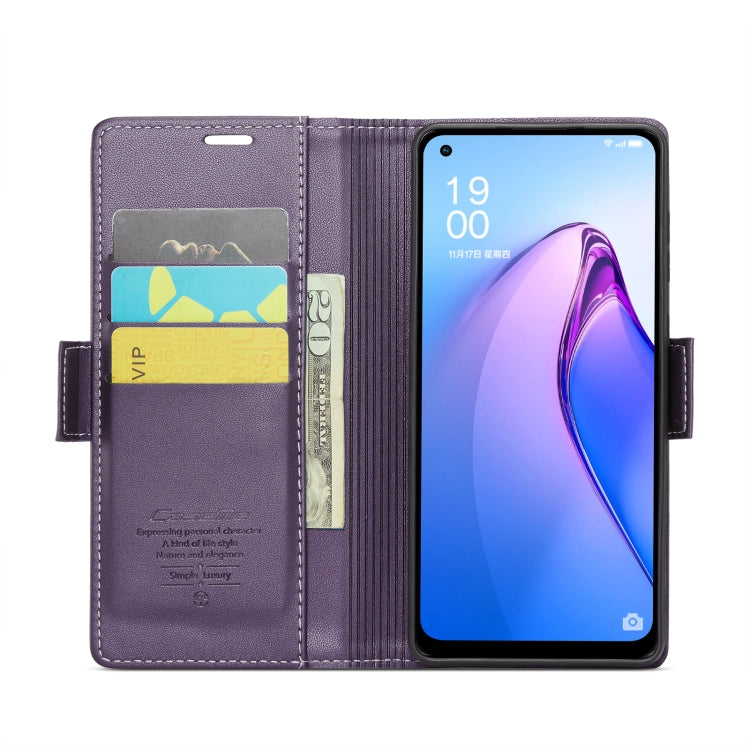 For OPPO Reno7 Z Global/Reno7 Lite Global CaseMe 023 Butterfly Buckle Litchi Texture RFID Anti-theft Leather Phone Case(Pearly Purple) - free shipping - PMC Jewellery - Order now!