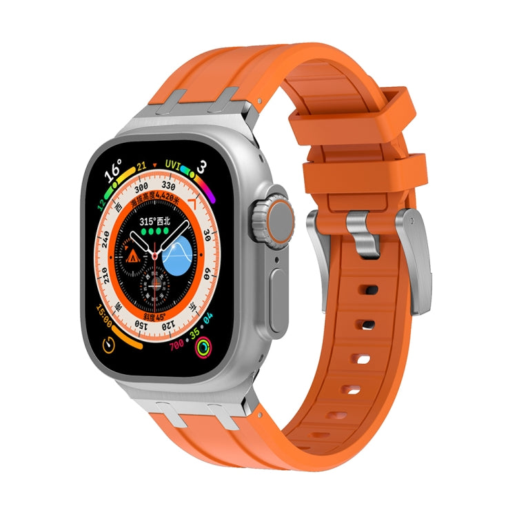AP Silicone Watch Band For Apple Watch Ultra 2 49mm(Silver Orange) - Watch Bands by PMC TechLife | Online Shopping South Africa | PMC TechLife