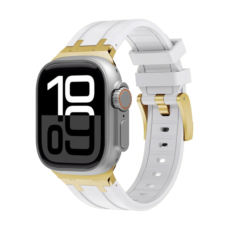 AP Silicone Watch Band For Apple Watch Series 10 42mm(Gold White) - free shipping - PMC TechLife - Order now!
