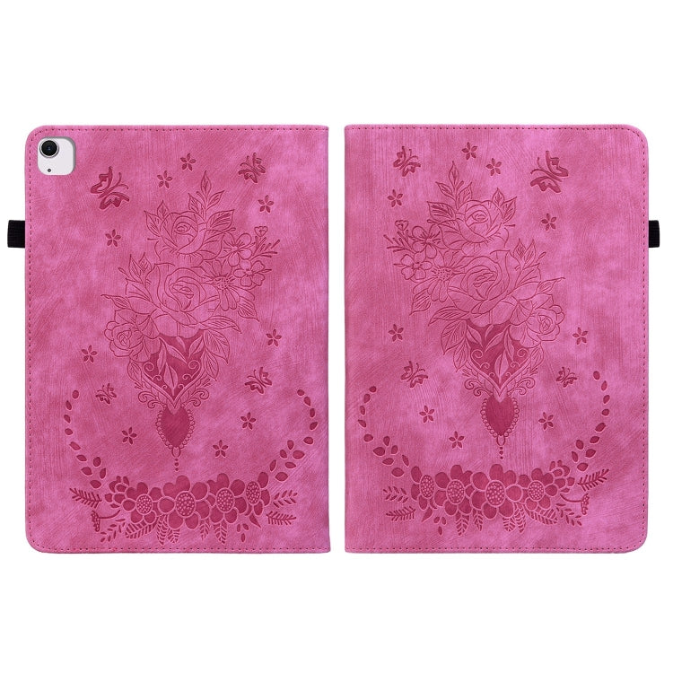 For iPad Air 11 2024 Butterfly Rose Embossed Leather Smart Tablet Case(Rose Red) - iPad Air 11 2024 Cases by PMC TechLife | Online Shopping South Africa | PMC TechLife | Buy Now Pay Later Mobicred