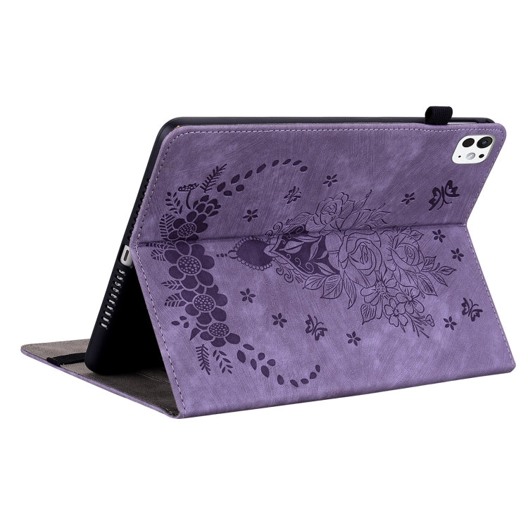 For iPad Pro 11 2024 Butterfly Rose Embossed Leather Smart Tablet Case(Purple) - iPad Pro 11 2024 Cases by PMC TechLife | Online Shopping South Africa | PMC TechLife | Buy Now Pay Later Mobicred