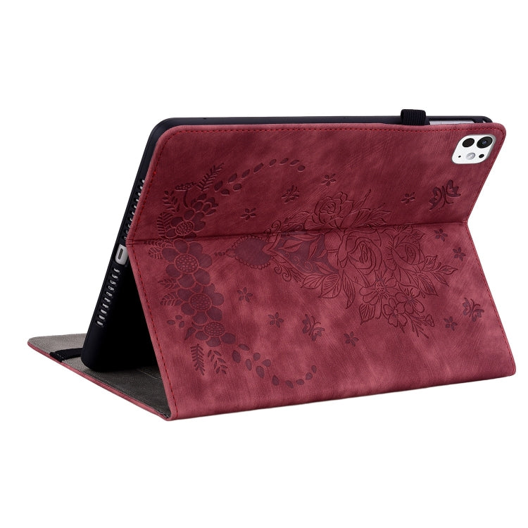 For iPad Pro 11 2024 Butterfly Rose Embossed Leather Smart Tablet Case(Red) - free shipping - PMC TechLife - Order now!
