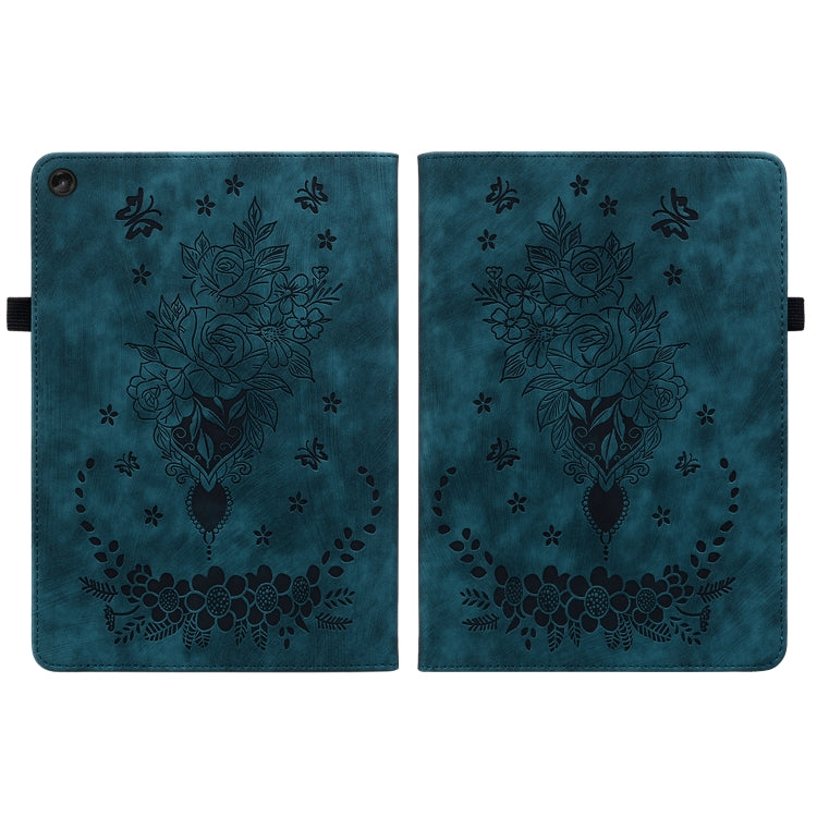 For Lenovo Tab M10 10.1 3rd Gen Butterfly Rose Embossed Leather Tablet Case(Dark Blue) - Lenovo by PMC TechLife | Online Shopping South Africa | PMC TechLife | Buy Now Pay Later Mobicred