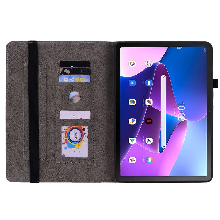 For Lenovo Tab M10 10.1 3rd Gen Butterfly Rose Embossed Leather Tablet Case(Dark Blue) - Lenovo by PMC TechLife | Online Shopping South Africa | PMC TechLife | Buy Now Pay Later Mobicred