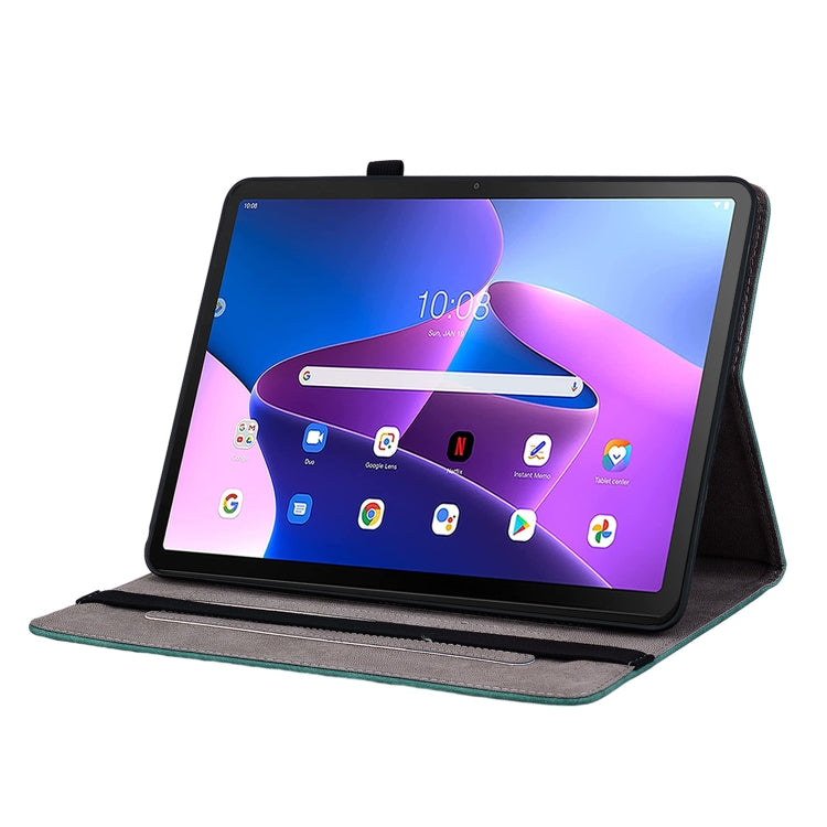 For Lenovo Tab M10 Plus 10.6 3rd Gen Butterfly Rose Embossed Leather Tablet Case(Green) - Lenovo by PMC TechLife | Online Shopping South Africa | PMC TechLife | Buy Now Pay Later Mobicred
