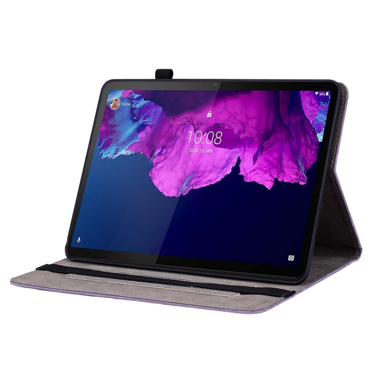 For Lenovo Tab P11 TB-J606F Butterfly Rose Embossed Leather Tablet Case(Purple) - Lenovo by PMC TechLife | Online Shopping South Africa | PMC TechLife | Buy Now Pay Later Mobicred