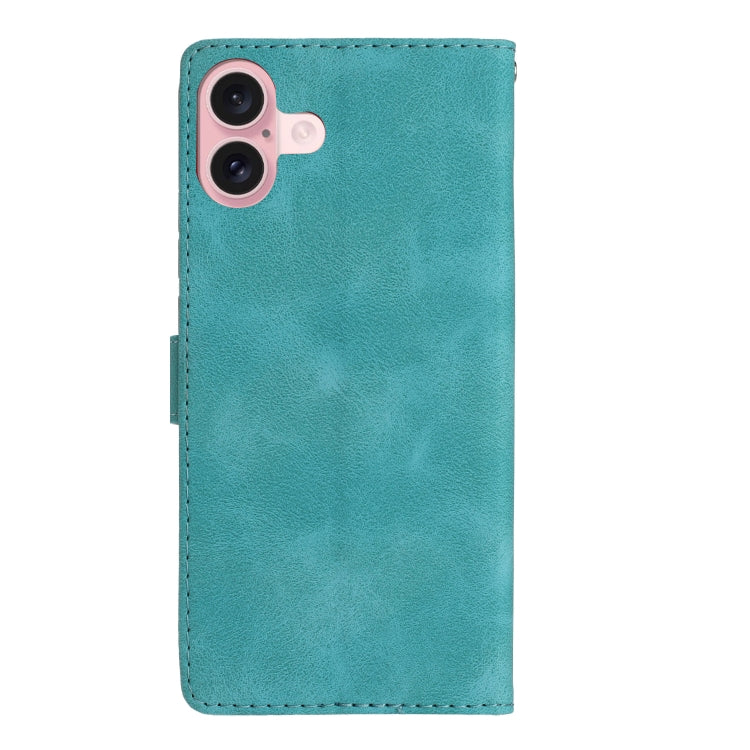 For iPhone 16 Flower Butterfly Embossing Pattern Leather Phone Case(Sky Blue) - iPhone 16 Cases by PMC TechLife | Online Shopping South Africa | PMC TechLife | Buy Now Pay Later Mobicred