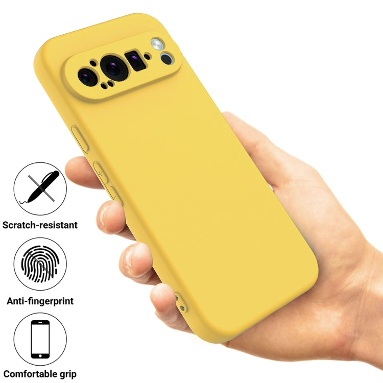 For Google Pixel 9 Pro Pure Color Liquid Silicone Shockproof Phone Case(Yellow) - Google Cases by PMC TechLife | Online Shopping South Africa | PMC TechLife | Buy Now Pay Later Mobicred
