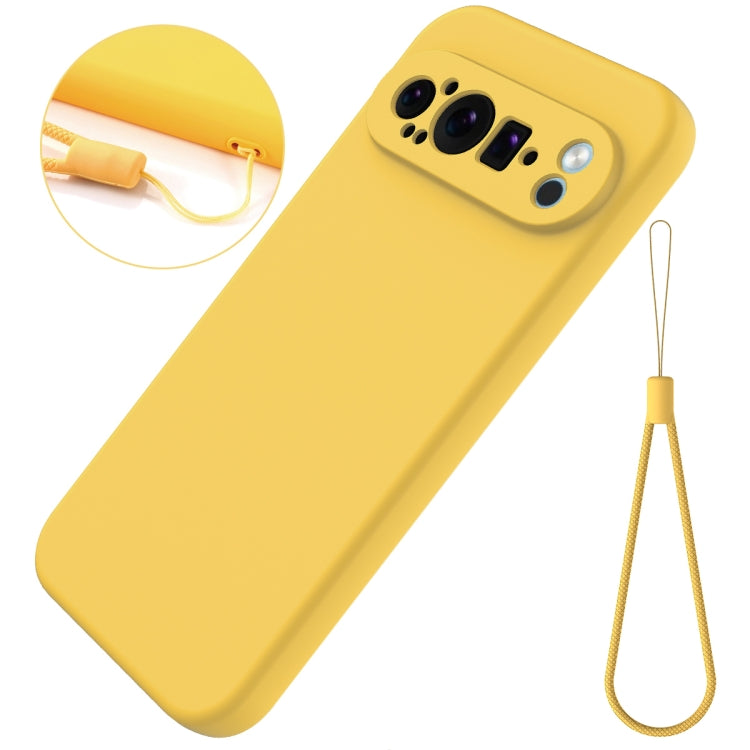 For Google Pixel 9 Pro Pure Color Liquid Silicone Shockproof Phone Case(Yellow) - Google Cases by PMC TechLife | Online Shopping South Africa | PMC TechLife | Buy Now Pay Later Mobicred