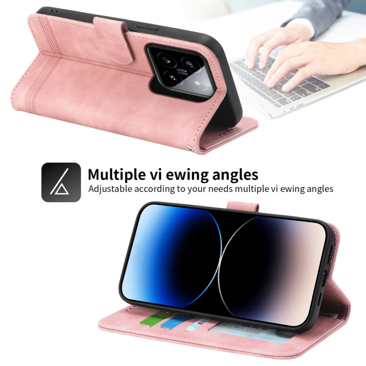 For Xiaomi 14 Dierfeng Dream Line TPU + PU Leather Phone Case(Pink) - 14 Cases by PMC TechLife | Online Shopping South Africa | PMC TechLife | Buy Now Pay Later Mobicred
