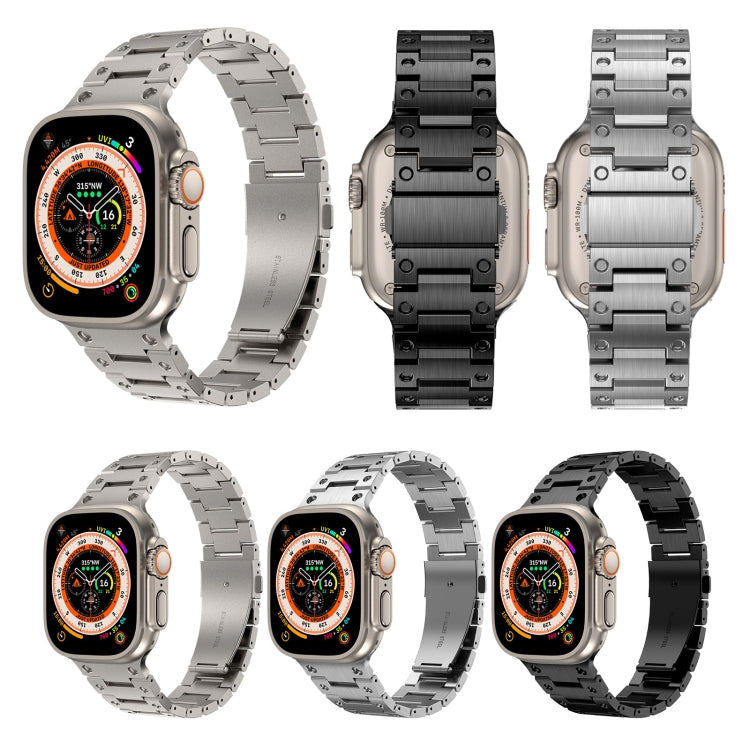 Double Rows Metal Watch Band For Apple Watch Ultra 2 49mm(Titanium) - Watch Bands by PMC TechLife | Online Shopping South Africa | PMC TechLife