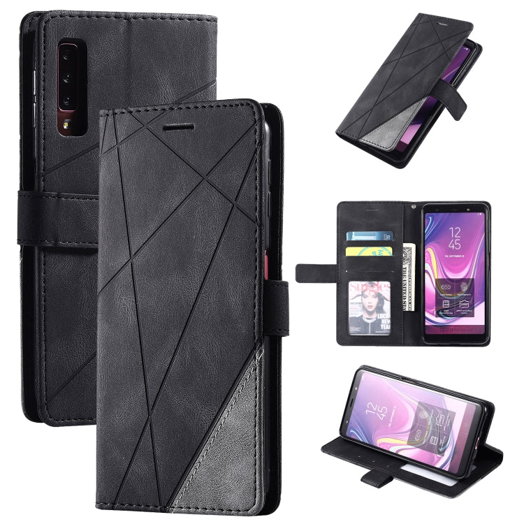 For Samsung Galaxy A7(2018) Skin Feel Splicing Horizontal Flip Leather Case with Holder & Card Slots & Wallet & Photo Frame(Black) - Galaxy Phone Cases by PMC TechLife | Online Shopping South Africa | PMC TechLife