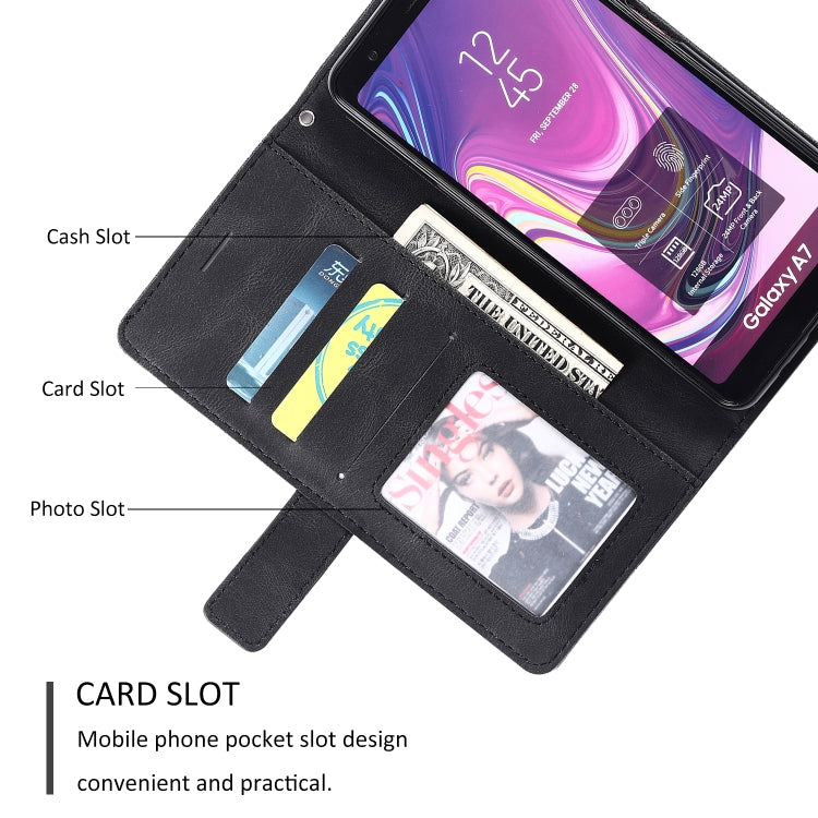 For Samsung Galaxy A7(2018) Skin Feel Splicing Horizontal Flip Leather Case with Holder & Card Slots & Wallet & Photo Frame(Black) - Galaxy Phone Cases by PMC TechLife | Online Shopping South Africa | PMC TechLife