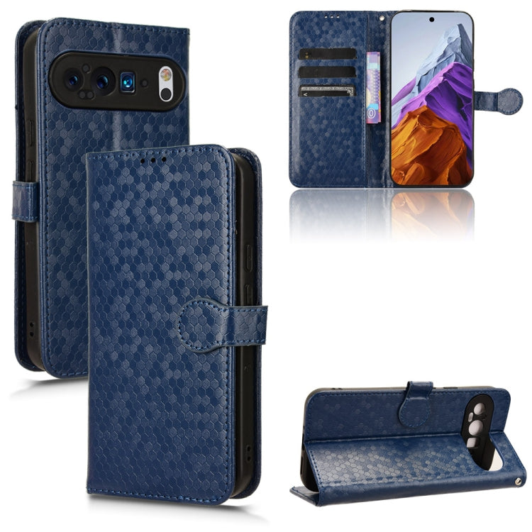 For Google Pixel 9 Pro Honeycomb Dot Texture Leather Phone Case(Blue) - free shipping - PMC TechLife - Order now!