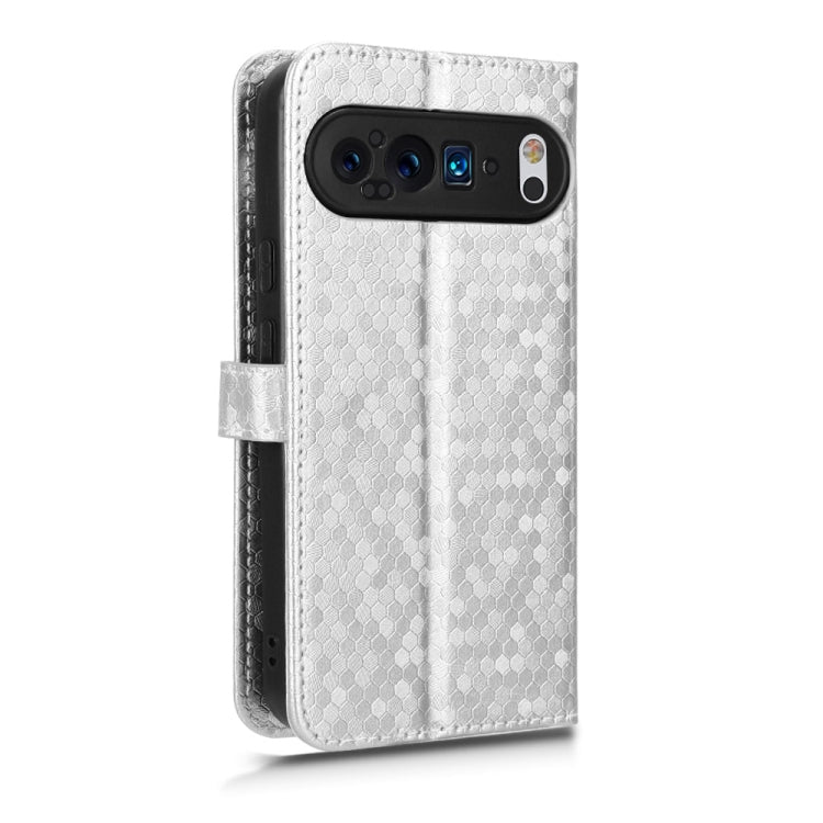 For Google Pixel 9 Pro Honeycomb Dot Texture Leather Phone Case(Silver) - Google Cases by PMC TechLife | Online Shopping South Africa | PMC TechLife | Buy Now Pay Later Mobicred
