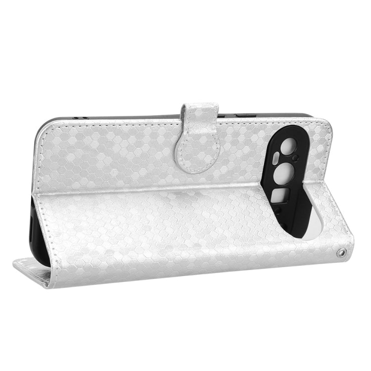 For Google Pixel 9 Pro Honeycomb Dot Texture Leather Phone Case(Silver) - Google Cases by PMC TechLife | Online Shopping South Africa | PMC TechLife | Buy Now Pay Later Mobicred